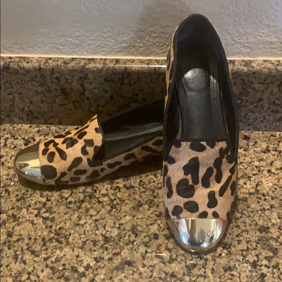 Shoes - Leopard Loafers with a gold toe  . Size 7.5M